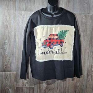 MISSLOOK It's The Most Wonderful Time Of The‎ Year Sweatshirt Black Women's XXL